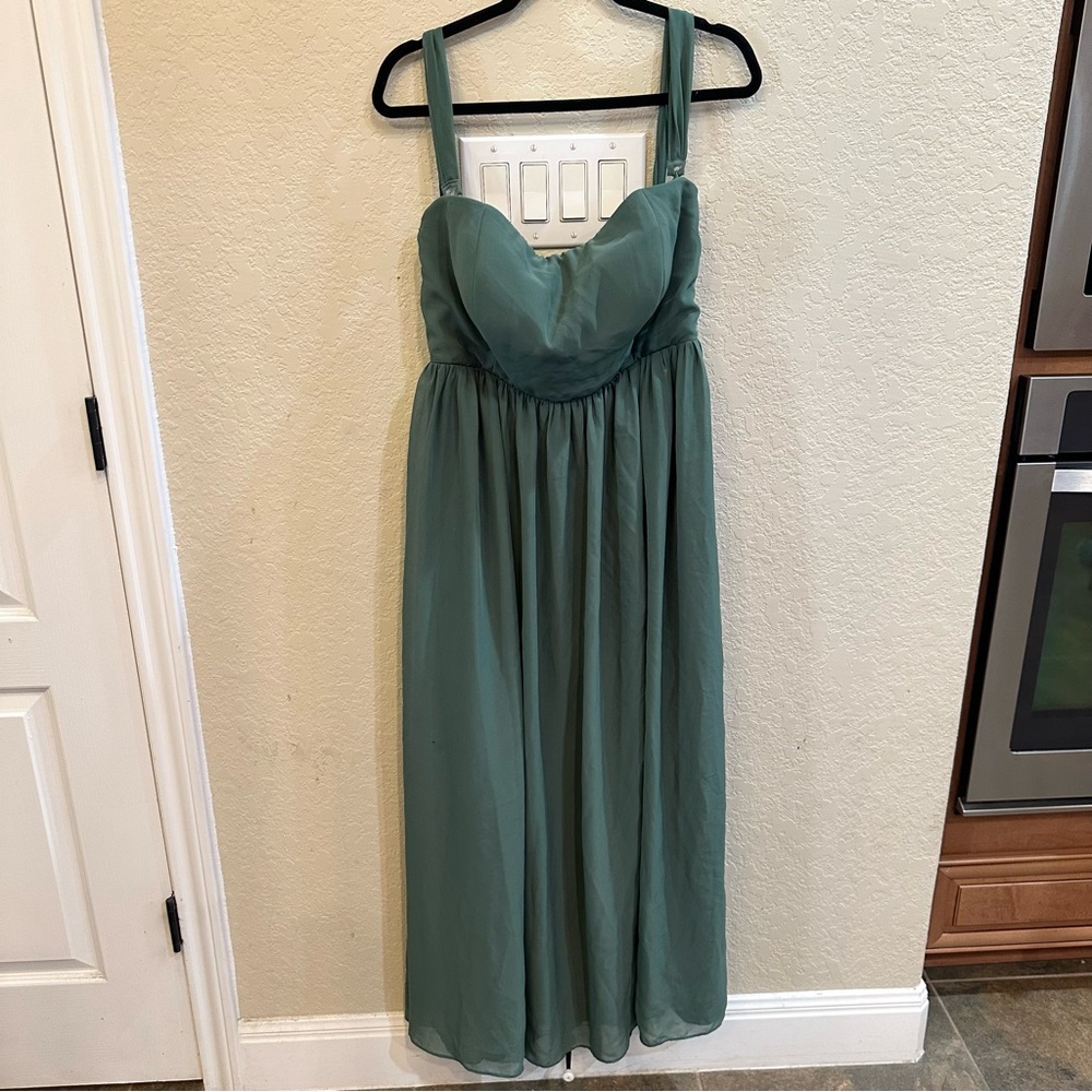 Birdy Grey XL Green Sheer Chiffon Tulle Formal Bridesmaids Dress